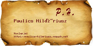 Paulics Hiláriusz névjegykártya